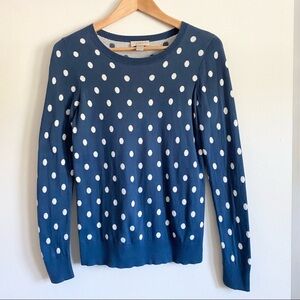 LOFT Polka Dot Sweater | Cotton Pullover Blue & White
